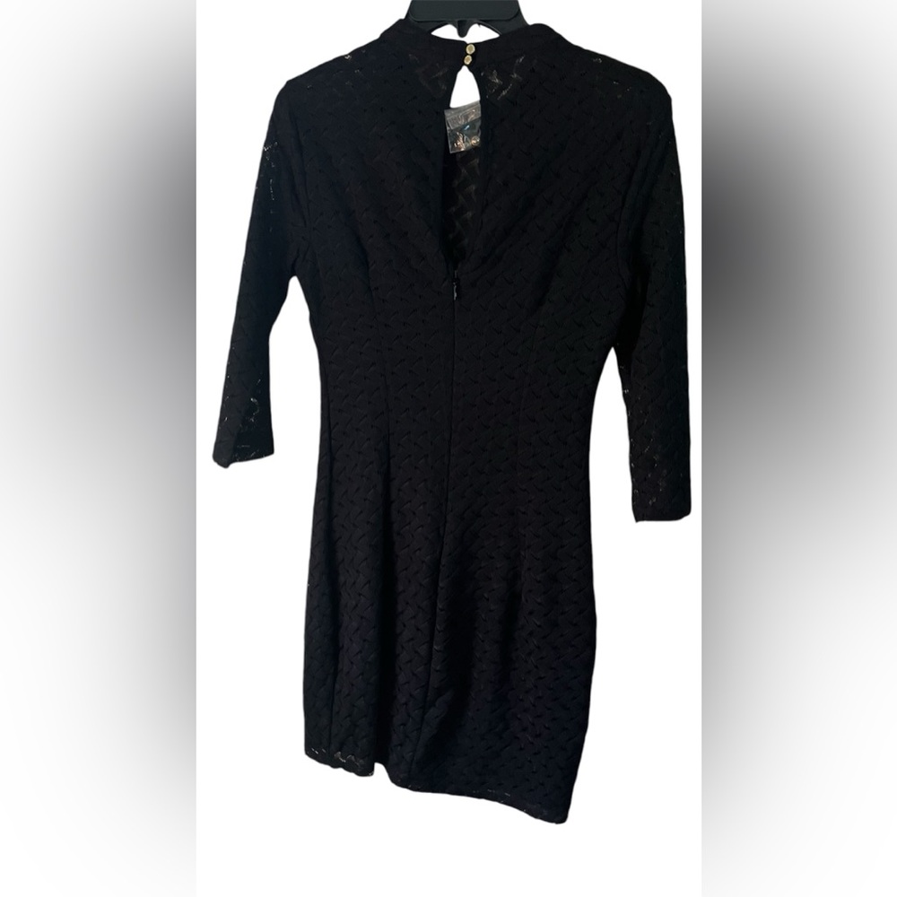 Bebe Stripe Mock Neck Dress-Black - Picture 7 of 9